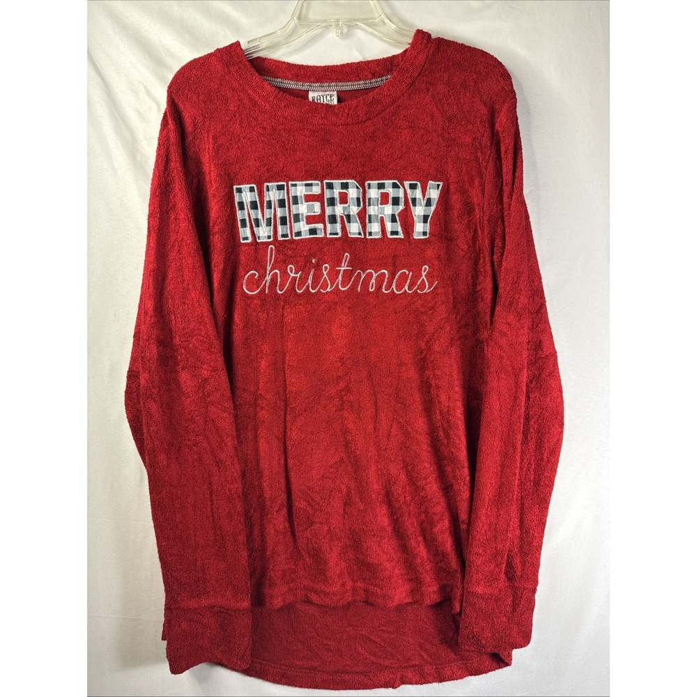 Royce Brand Merry Christmas Sweater Womens Size Large Holiday Party Plaid Soft